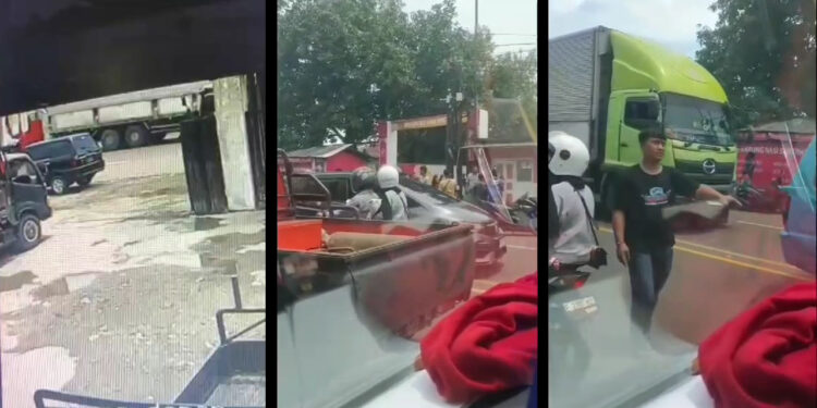 Terekam CCTV, Mobil Truk Box Tabrak Motor, 1 Meninggal Dunia 1 Kritis