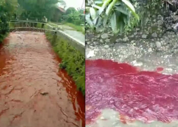 Viral Air Sungai Di Desa Kecomberan Cirebon Berubah Jadi Merah, Penyebabnya Masih Misterius
