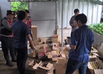 Grebek gudang miras, polisi temukan ratusan botol miras di kandang ayam