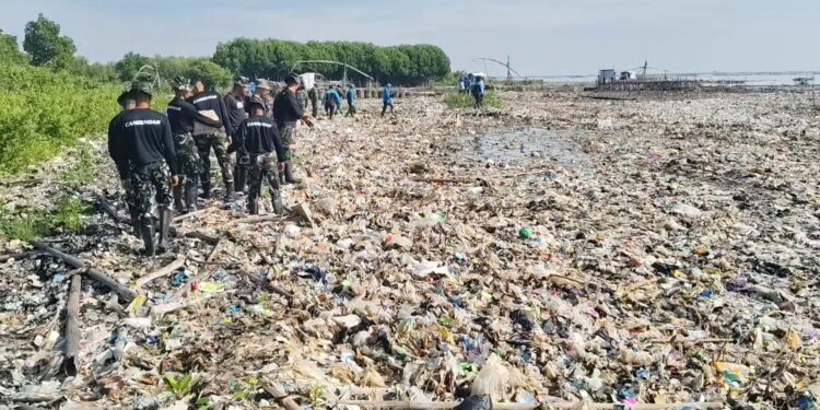 kegiatan bersih-bersih pantai Cirebon digelar Ketebalan sampah mencapai dua meter