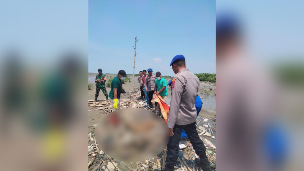 Mayat tanpa identitas ditemukan di pesisir Muara Cirebon (Foto : Darfan)