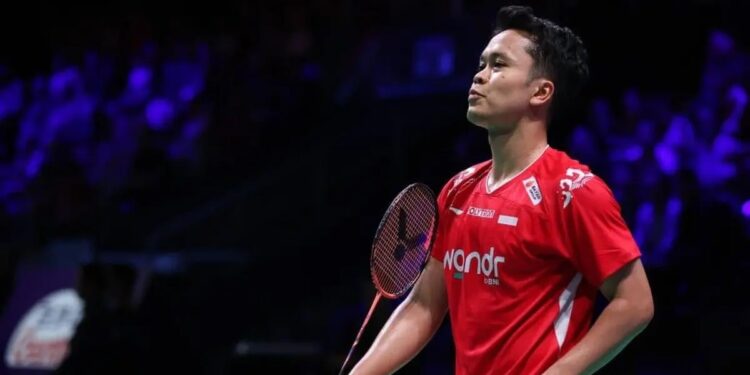Anthony Ginting sudah berjuang maksimal saat dikalahkan Toma Junior Popov di Thomas Cup 2026. (Arsip PBSI)