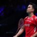 Anthony Ginting sudah berjuang maksimal saat dikalahkan Toma Junior Popov di Thomas Cup 2026. (Arsip PBSI)