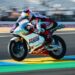 Veda Ega Pratama saat finis posisi enam pada kualifikasi Moto3 Prancis di Sirkuit Le Mans hari Sabtu (09/05/2026). (Honda Team Asia)