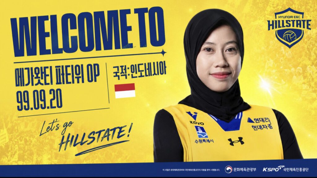 Resmi! Hyundai Hillstate Rekrut Megawati Hangestri untuk Liga Voli Korea 2026-2027 Hyundai Hillstate resmi rekrut Megawati Hangestri untuk Liga Voli Korea 2026-2027. Hyundai Hillstate akhirnya resmi mengumumkan telah merekrut Megawati Hangestri untuk tampil di Liga Voli Korea 2026-2027. - galeri foto Sumber : Instagram.com/@hdecvolleyballteam