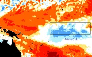 Ilustrasi anomali suhu muka laut global bulan Februari 2026. Dominasi merah di Samudra Pasifik menjadi penanda kuat datangnya fase El Nino. (Foto: Arsip BMKG)