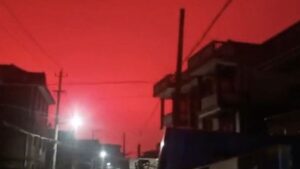 Foto: Langit merah di China (tangkapan layar (Douyin/zsgd93)